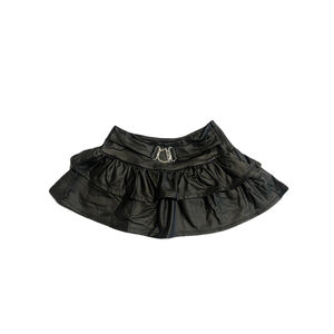 Beaudrm Faux Leather Skirt Womens Small Black Mini Pleated